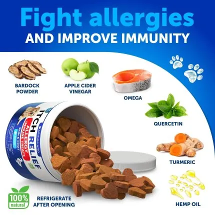 Dog allergy relief chews with fish oil